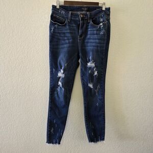 Judy Blue Women's Jeans 9/29 Skinny Fit Distressed Raw Hem JB82230DK